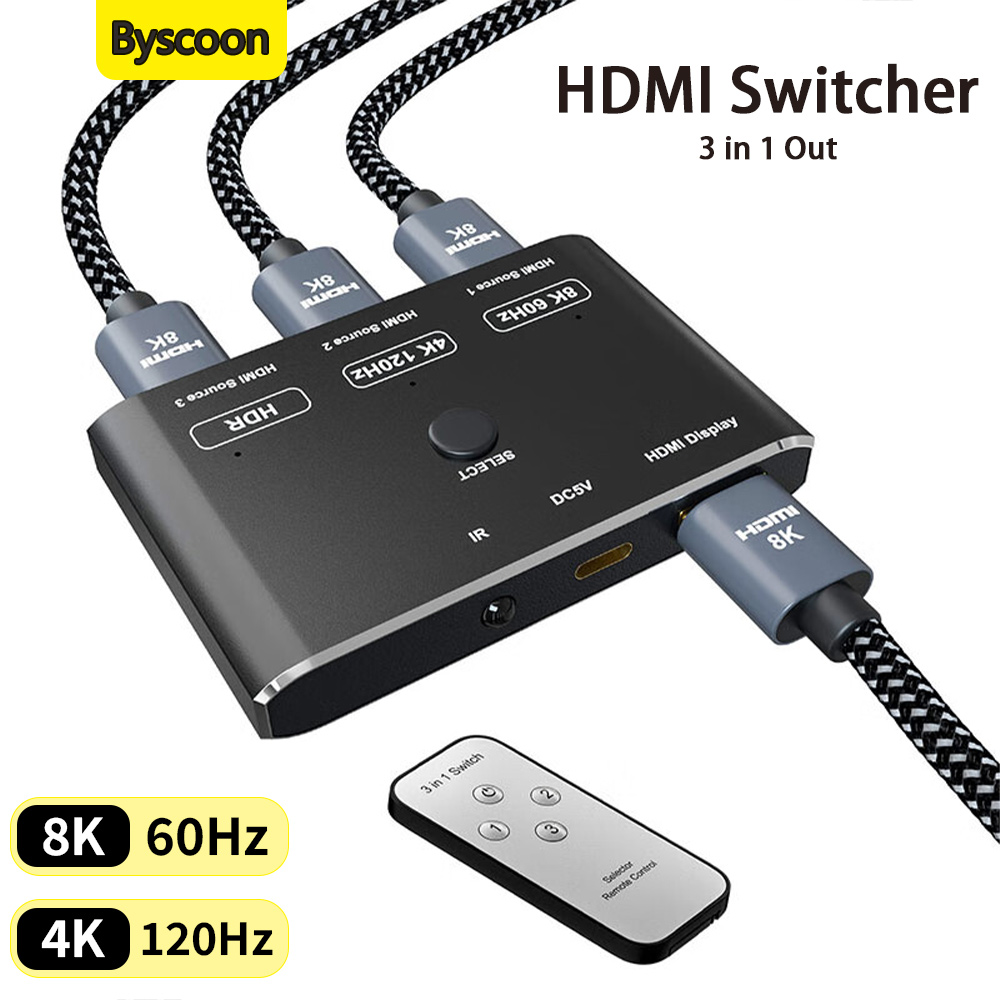 Hdmi Cable 2.1 - HDMI 2.1-schakelaar 3 in 1 uit
