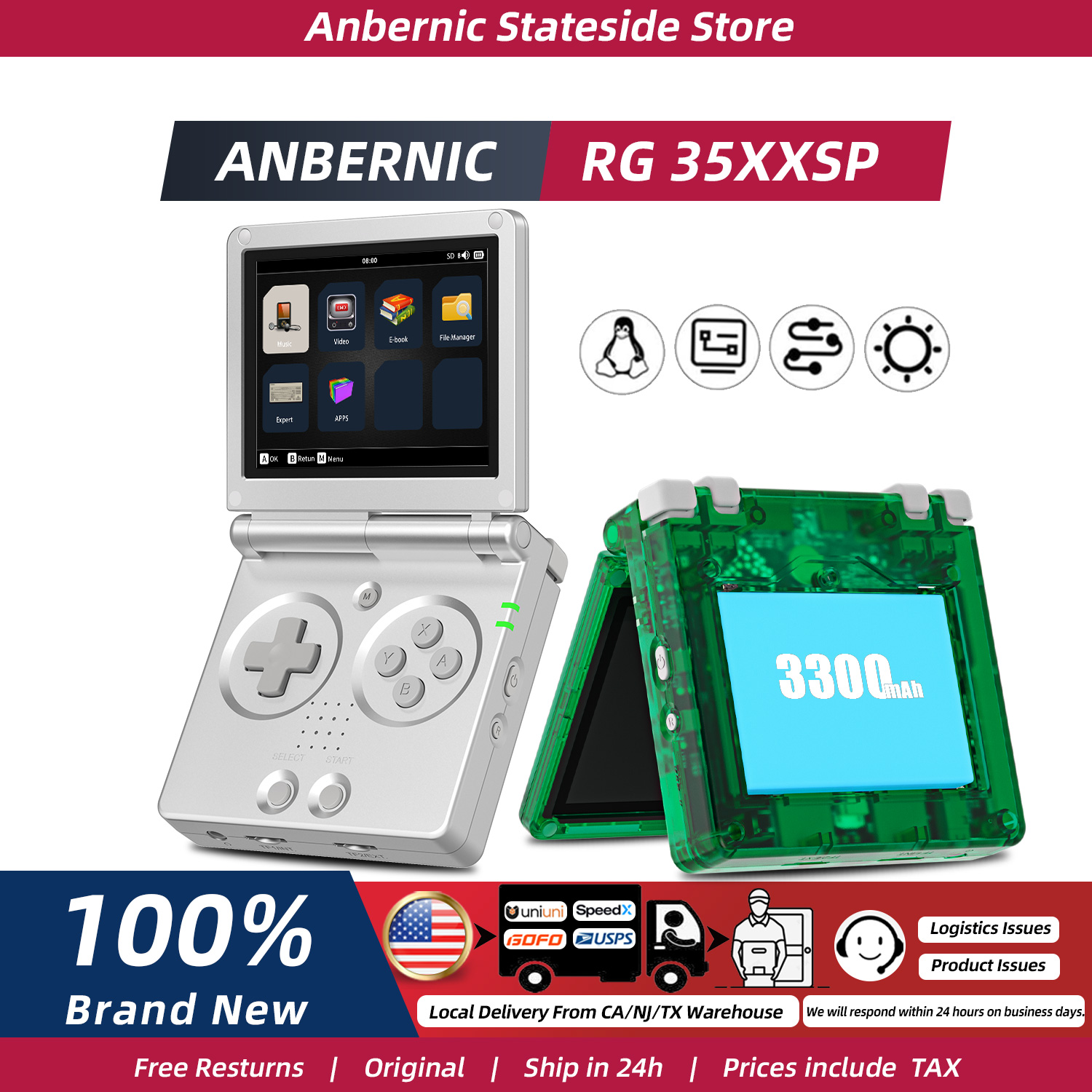 Gaming Console 5 Year Old - ANBERNIC RG35XXSP FILP 3,5 inch IPS-scherm
