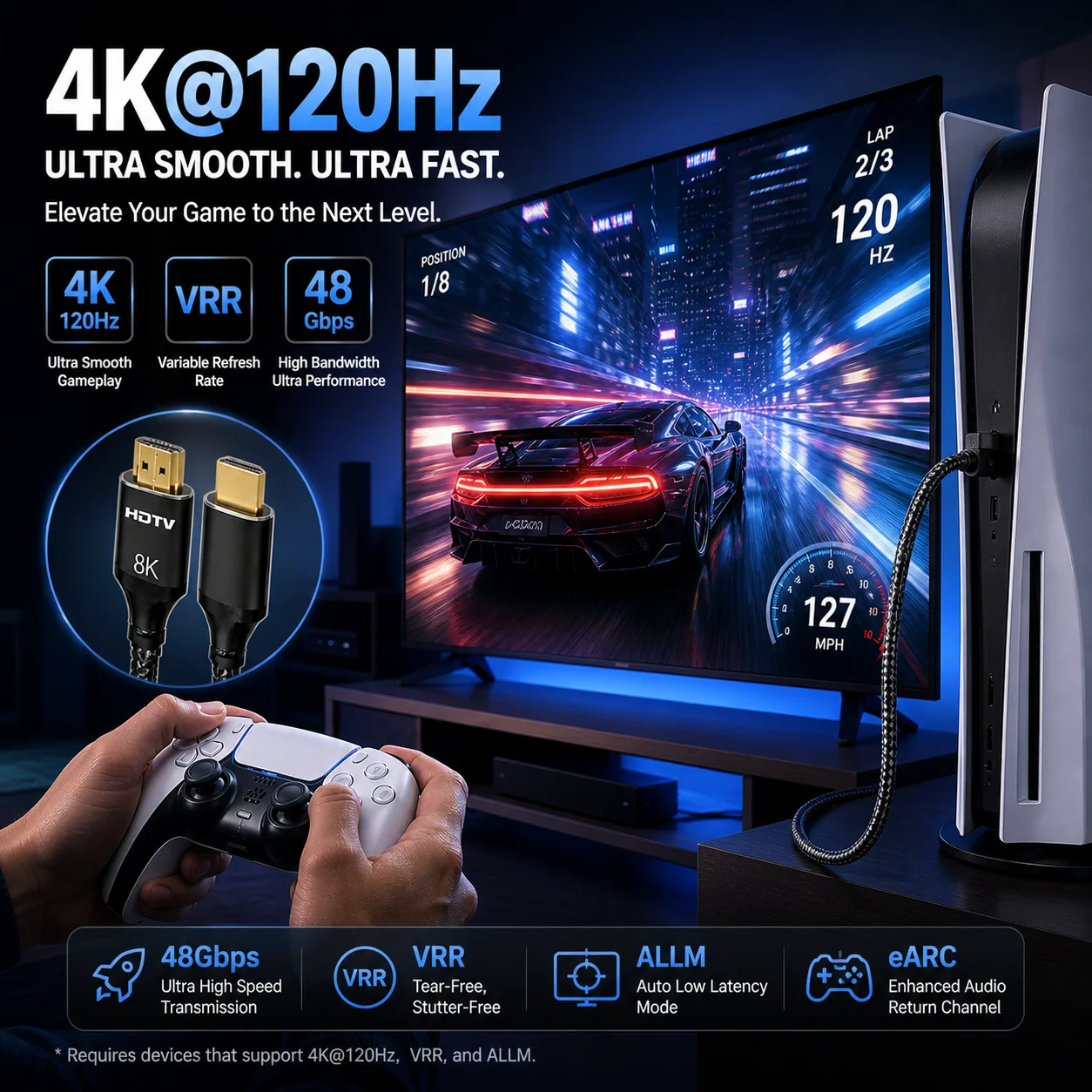 8K HDMI naar HDMI 2.1 Kabel 48 - Hdmi Cable 2.1 recensie en prijs
