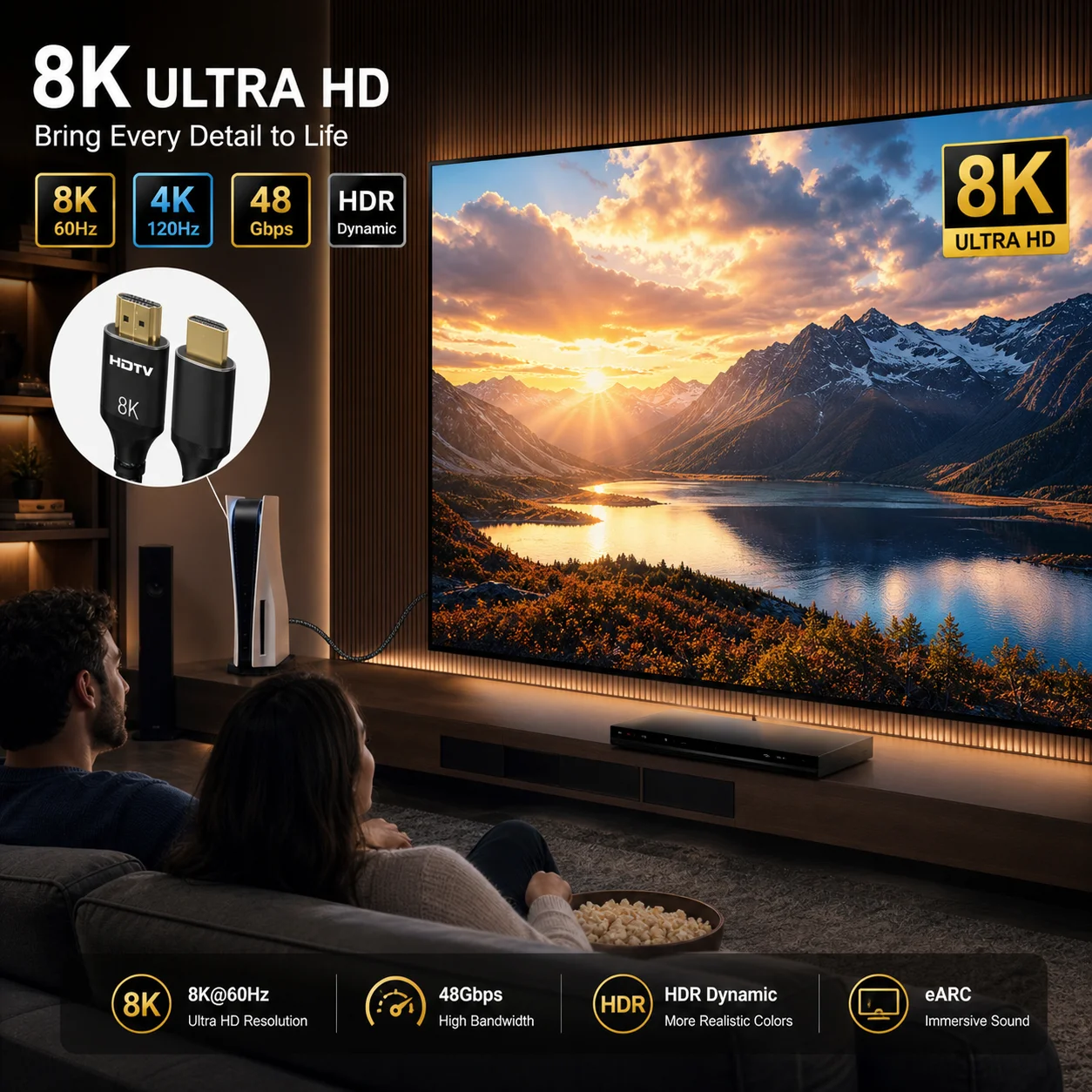 8K HDMI naar HDMI 2.1 Kabel 48 - Hdmi Cable 2.1 recensie en prijs