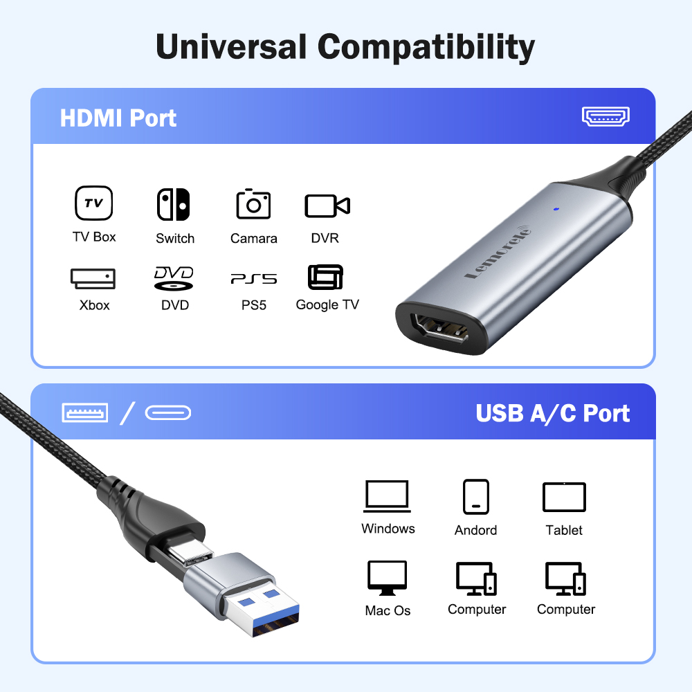 Lemorele USB 2.0 Video Capture - Gaming Console With Phone recensie en prijs